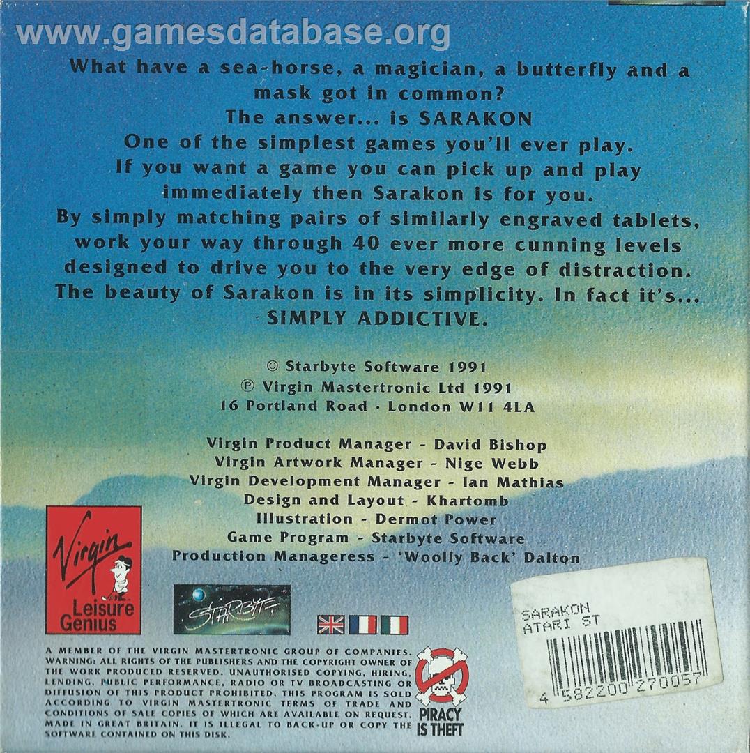 Sarakon - Atari ST - Artwork - Box Back